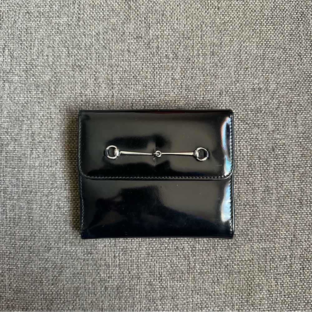 Vintage Gucci horsebit black compact wallet